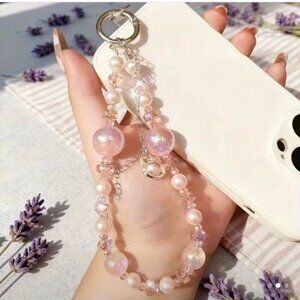 Elegant Pink Beaded Phone Case Charm